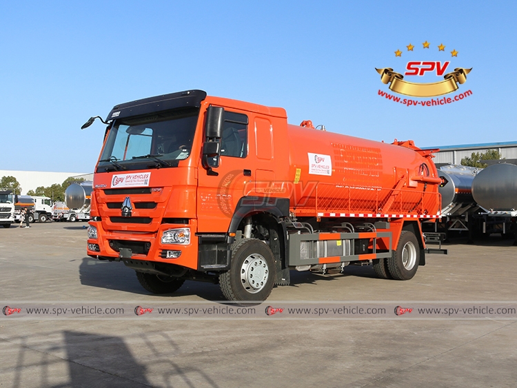 SPV-Vehicle - 12,000 Litres Sewage Vacuum Truck SINOTRUK - Left Front Side View SPV-Vehicle - 12,000 Litres Sewage Vacuum Truck SINOTRUK - Left Front Side View